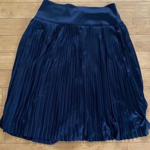 Navy Satin Micro Pleated Skirt